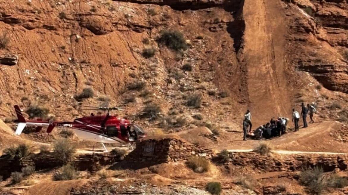 Mountain bike rider Adolf Silva suffers devastating crash during Red Bull Rampage freestyle competition in Virgin Utah