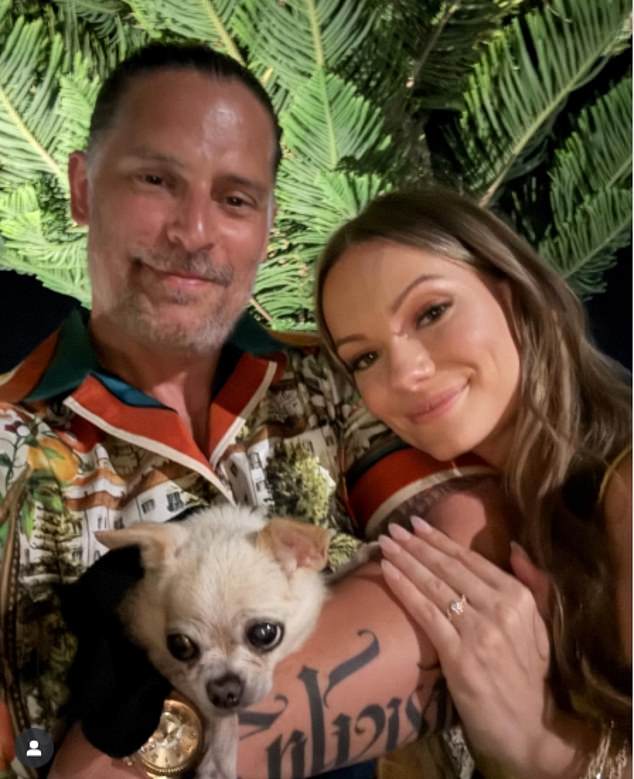 Joe Manganiello confirms engagement to Caitlin O’Connor as the couple shares sweet photo with their Chihuahua in Los Angeles