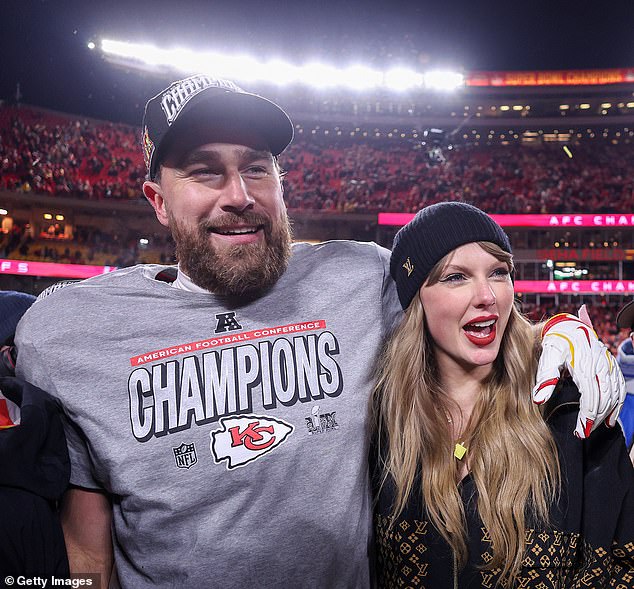 Taylor Swift celebrates inside the Kelce family suite at Arrowhead Stadium while Travis Kelce shines on the field for Kansas City