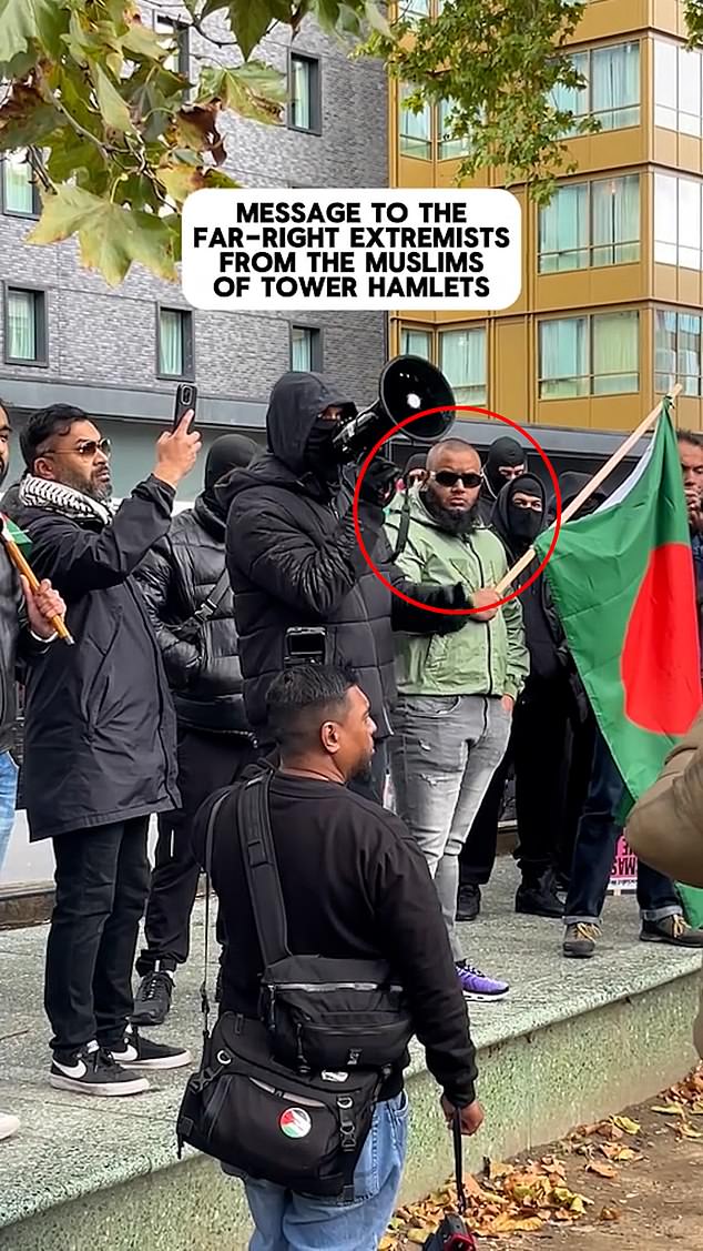 Businessman known as Big Fish urges peace and unity in Tower Hamlets after joining masked protesters during heated anti-UKIP demonstration