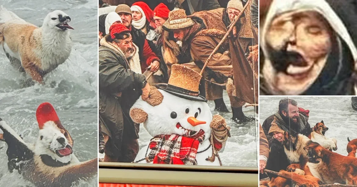 Londoners ridicule bizarre AI artwork as Kingston riverside mural unveils distorted Christmas-themed figures in public walkway