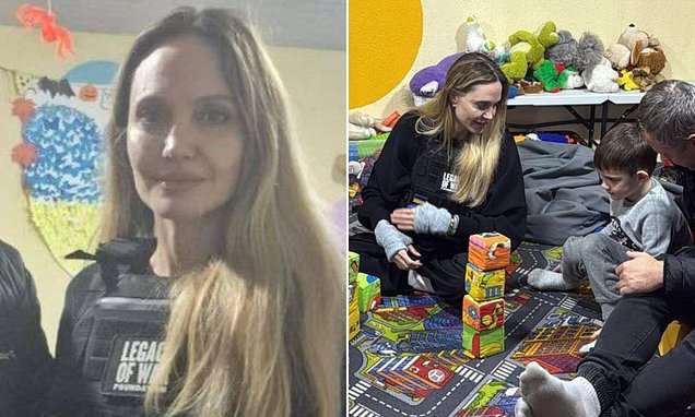 Angelina Jolie visits war-torn Kherson in Ukraine wearing body armor as she comforts children and hospital patients caught in Russian attacks