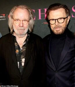 ABBA legends Benny Andersson and Björn Ulvaeus reunite for opening night of Broadway revival of Chess in New York
