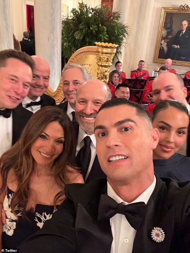 Cristiano Ronaldo attends a high-profile White House dinner with Elon Musk and Saudi Crown Prince Mohammed bin Salman in Washington DC