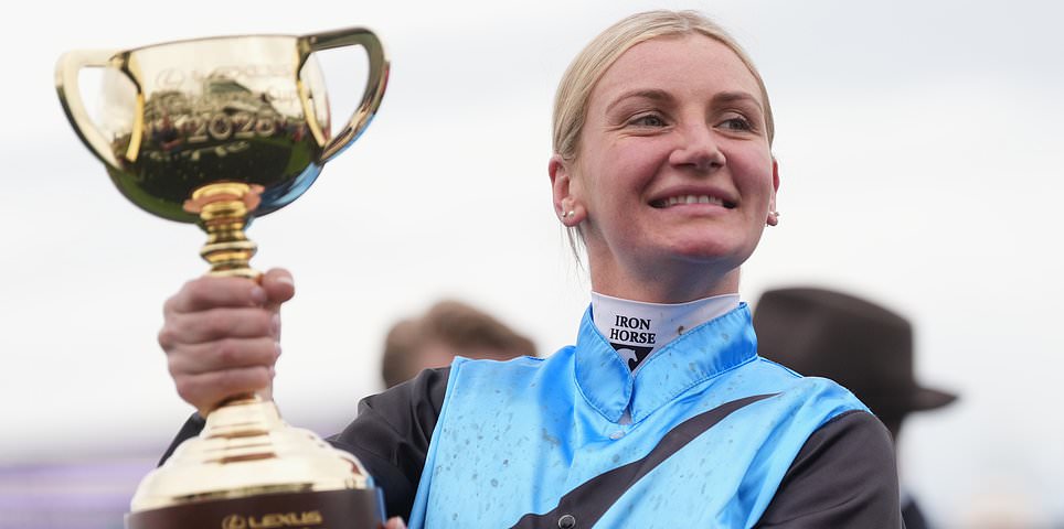 Jamie Melham makes racing history as she wins the Melbourne Cup at Flemington with emotional tribute to her late grandfather