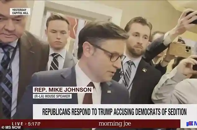 Joe Scarborough lashes out at House Speaker Mike Johnson on live television in Washington over Republican response to Democratic lawmakers video