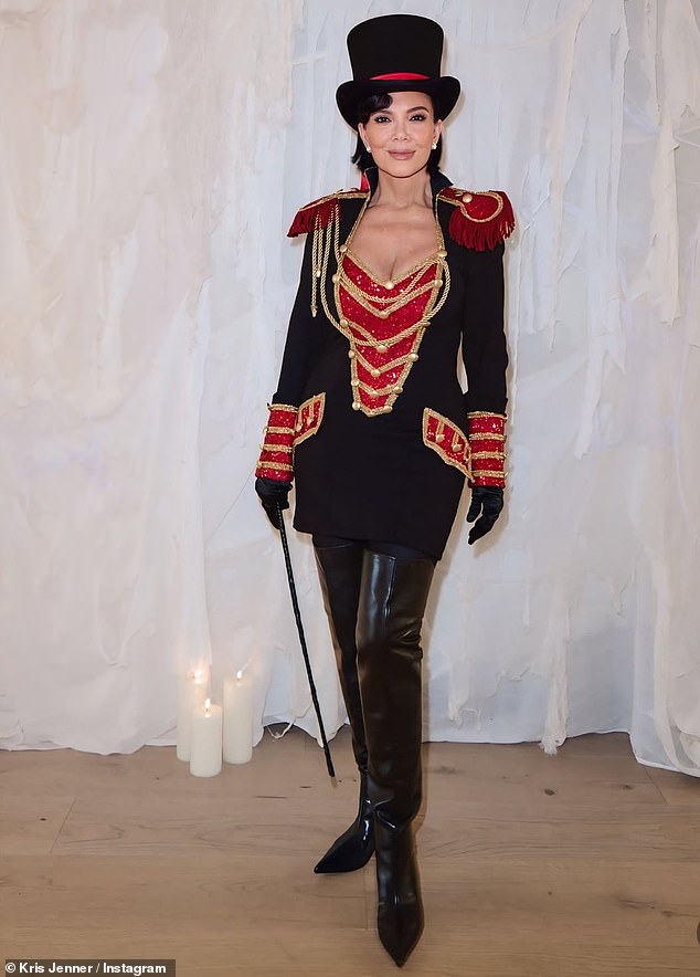 Kris Jenner steals the spotlight in Los Angeles as her daring circus ringmaster Halloween costume overshadows Khloe Kardashian’s cute Care Bear outfit