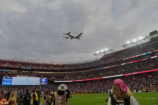President Trump stuns NFL fans as Air Force One dramatically flies over Maryland stadium before attending Lions vs Commanders game in historic visit