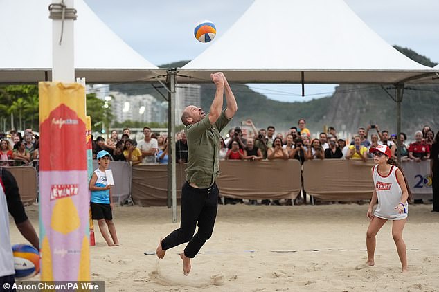 Prince William turns heads and wins hearts as he plays barefoot volleyball on Brazil’s Copacabana Beach during his Earthshot visit