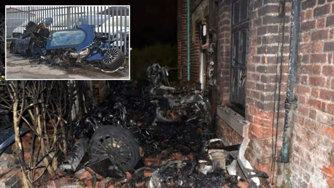 Supercar driver triggers fiery destruction when he loses control of his McLaren and rams it into a house in Lytham St Annes
